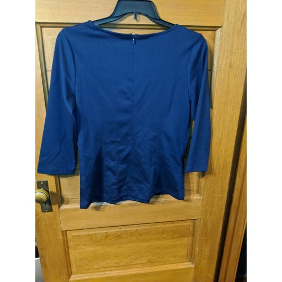Investments Navy Blue Shirt Blouse Top Size M 3/4 Sleeve Womens - Picture 2 of 5